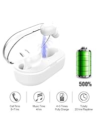 UQi   Auriculares inalámbricos con Bluetooth 5.0 y emparejamiento automático, sonido estéreo HiFi IPX7 TWS, control táctil en los oídos, 20 horas de tiempo total de reproducción compatible con iPhone Android