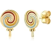 Lollipop Candy Tiny Stud Earrings for Women Cartilage 925 Sterling Silver Colorful Enamel Hypoallergenic Piercing Tragus Studs Earring Cute Christmas Halloween Jewelry Gifts for Daughter
