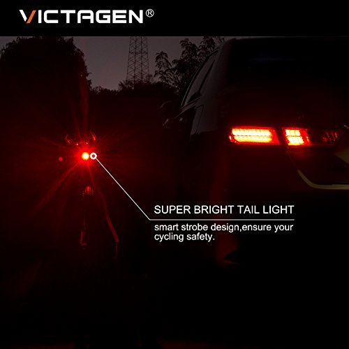 Victagen Smart USB Rechargeable Bike Tail Light, Helmet Light, Auto on-Off According to Brightness Movement, IPX6 Waterproof LED Bicycle Taillight Cycling Safety, Rear Bike Light - Thumbnail 6