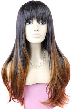 HJL-Full Bang Two Tone Long High Quality Big Wave Female Elegant Fashion Synthetic Celebrity Wig , #1b/30