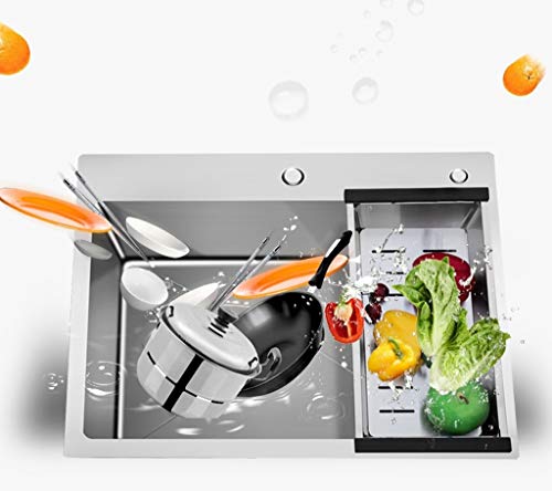 JYHW Küche 304 Edelstahl-Drahtziehen Eindickung Einzelnes Waschbecken Sink Sink 58 × 43cm – Bild 5