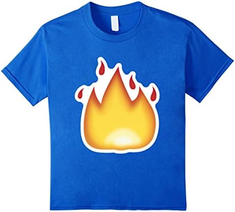 Kids Fire Emoji T-Shirt It's Lit Burning Hot Flame Flaming 4 Royal Blue