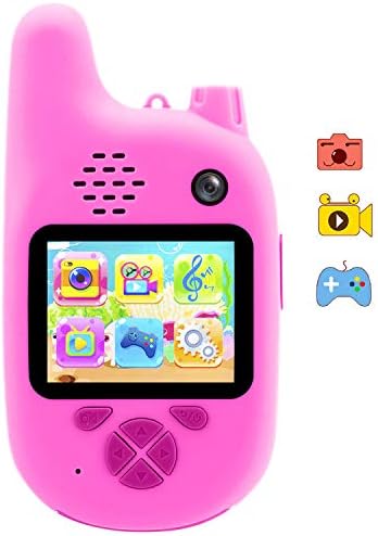 Omasi 子供用 デジタルカメラ キッズカメラ トランシーバー 約10万画素 自撮りレンズ付 多機能ゲーム Mp3 Ips画面 4倍ズーム コンパクト 軽量 トイカメラ 子供誕生日プレゼント 入園 入学 祝い 新学期 プレゼント 年齢制限6 ピンク