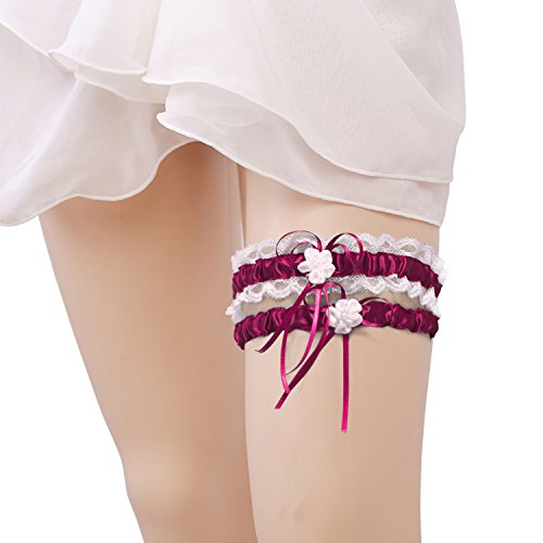 EAYY Lace Wedding Garters With Bowknot Stain Adjust Stretch Bridal Accessory Tradition Vintage Set Of 2
