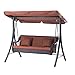 Sunjoy 3-Seat Striped Adjustable Tilt Canopy Wicker Metal Swing