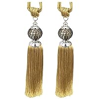 EleCharm Ayygift 1 Pair Titoni Tassels Curtain Tiebacks Curtain Buckle Holdbacks Curtain Tie Accessories (Gold)