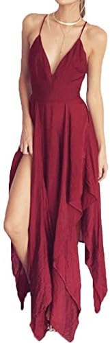 Elegant Women Boho Blackless Deep V Neck Long Party Dress Summer Sundress