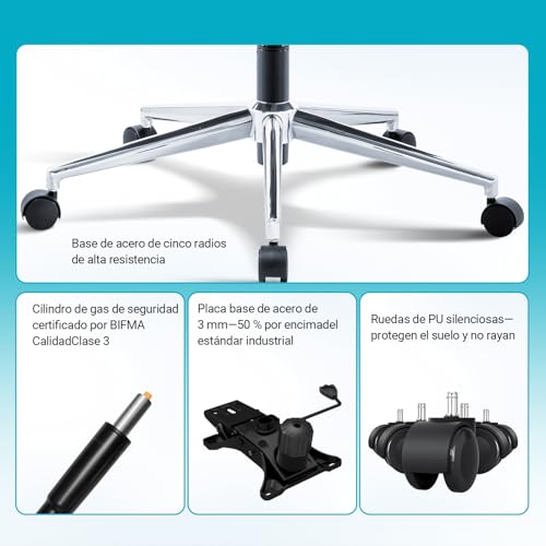MELOKEA Office Chair, 200 kg, Ergonomic Test Winner, Adjustable Lumbar Support 9P, Armrest 4D + Magic, Office Chair EN12520