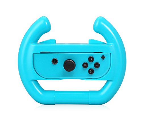 Switch Wheel, Proslife Dobe Joy Con Steering Wheel Grips for Switch Controller(2 Pack, Neon Red/Blue) - Thumbnail 5