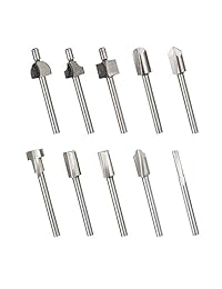 Bestgle - Juego de 10 puntas de titanio para fresado de carburo de vástago de 1 8 pulgadas, compatible con herramientas giratorias Dremel para bricolaje, carpintería, corte, perforación