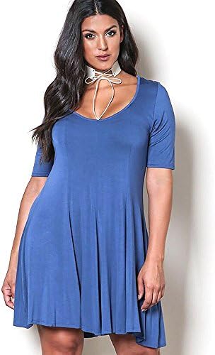 JoyStyle Plus Size Maternity Dress Scoop Neck Short Sleeve Casual Flowy Swing Loose Fit T Shirt Skirt Blue (3XL)