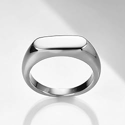 MYNENEY Stainless Steel Square Shape Signet Style