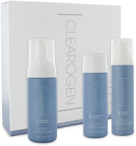 Clearogen Anti-Blemish Solution Sensitive Skin Sulfur Deluxe Set for blemishes, Natural Ingredients– 2 month supply 3 piece set