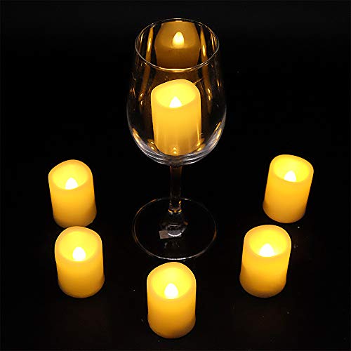 DRomance Flickering Flameless Votive Candles Bulk with Remote, Battery Operated LED Tealights Candles(Battery Included), Set of 6 Plastic Warm Light Christmas Home Decoration(Ivory, 1.5 x 2 Inch) - Thumbnail 4