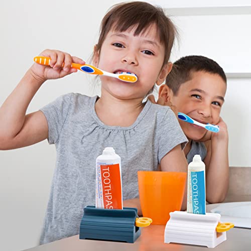 LOVEINUSA Toothpaste Dispenser, 4PCS Plastic Toothpaste Squeezer Toothpaste Roller Tube Holder Toothpaste Seat for Hair Gel Ketchup Ointments