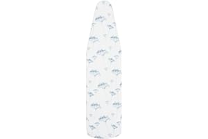 Ironing Board Cover and Pad (Blue Priscilla), 100% Cotton with Ultimate Double Padding by Seymour Home Products; Fits Full Size Board | Stain and Scorch Resistant; Elastic Edge | Laundry Accessories