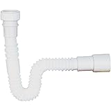 Sifone Di Scarico Flessibile Universale 1 1/4'' Su 32 Mm - Per Lavandino Cucina E Bagno, Tubo Allungabile, Cromato