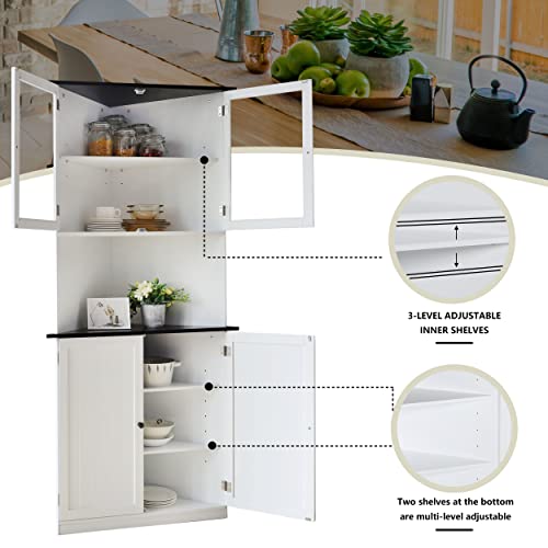 VEIKOUS Tall Corner with Doors, 71" Pantry Corner Cupboard