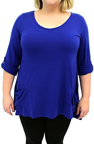 Isabella Rodriguez - Plus Size Roll Tab Sleeve Swing Tunic Top - Royal Blue 3X