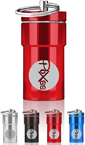 Aluminum Stash Jar - Airtight Container with Screw Lid &amp; Key Ring - Waterproof, Odor Proof, &amp; Rust Proof, Portable Storage, Anodized Surface - Red