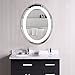 CO-Z Oval LED Lighted Bathroom Mirror, Modern Touch Dimmable Wall Mirror with Dimmer and Lights, Wall Mounted Fogless Backlit Lighted Makeup Vanity Mirror Over Cosmetic Bathroom Sink
