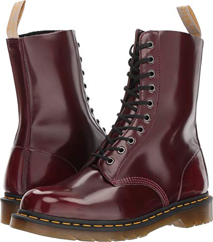 Dr. Martens - Unisex-Adult 1490 Vegan 10 Eye Boot, Size: 10 D(M) US / 9 F(M) UK / 11 B(M) US, Color: Cherry Red Cambridge Brush