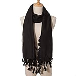 Womens Tassel Scarf Gift Packing - Plain Lightweight Scarf Large Pashmina Shawl