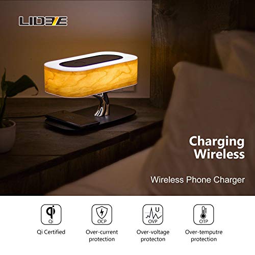 LIDELE Bedside Table Lamp with Bluetooth Speaker and Wireless Charger, Sleep Mode Stepless