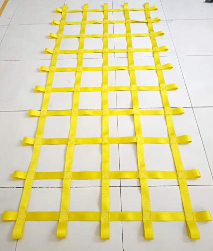 FONG 8 ft X 4 ft Climbing Cargo Net Yellow- Swing Set Accessories - Indoor Climbing net - Outdoor Playground Swing, Belt Swing, Playground Hanging Step Ladder