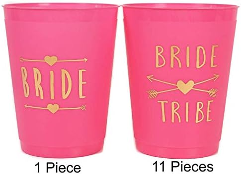 ANF BRANDS (12 Pack ) PINK Bride and Bride Tribe Cups - for Bachelorette, Bridal, & Hen Parties