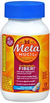 Metamucil MultiHealth Daily Fiber Supplement + Calcium, Capsules 120 ea (Pack of 2)