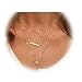 Zealmer Disc Bar Triangle Pendant Necklace Gold Tone 3 Layers For Women