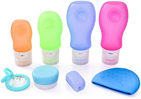 Juboury Silicone Travel Bottles Set Refillable Squeezable Outdoor Travel Containers for Shampoo,Lotion,Shower Gel,Conditioner and Toiletries (Suction Set)