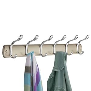 mDesign Perchero de pared con 6 ganchos para colgar ? Colgadores de