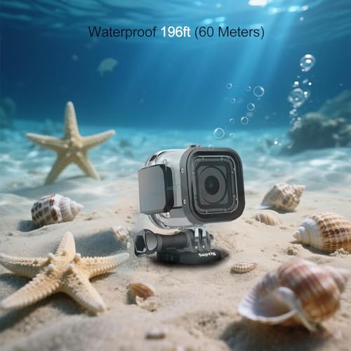 Suptig Replacement Waterproof Case Protective Housing for GoPro Session Hero 4session, 5session Outside Sport Camera for Underwater Use - Water Resistant up to 196ft (60m)