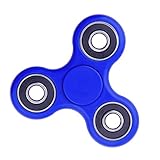 Tri Fidget Hand Spinner - fidget work Ultra Fast Bearings - Finger Toy, Great Gift (SILVER-BLUE)