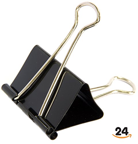 Trusty Binder Clips, Black, Medium (24/Box)