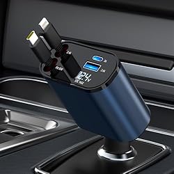 Retractable Car Charger, 60W 4 in 1 Fast Charging