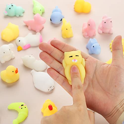 Shindel Mini Mochi Squishies Toy, 30PCS Kawaii Squishies for Kids Animal Mochi Squeeze Toy Stress Relief Toys for Party Favors Carnival Prizes Goodie Bag Fillers