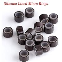 500PCS Silicone Lined Micro Rings Links Beads for Hair Extensions Bonded Tipped 5mm Dark Brown FFLIN(500PCS,Dark Brown)