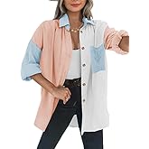 Dookttker Womens Button Down Shirts Long Sleeve Cotton Gauze Tops Casual Collared Blouses Loose Fit with Pocket