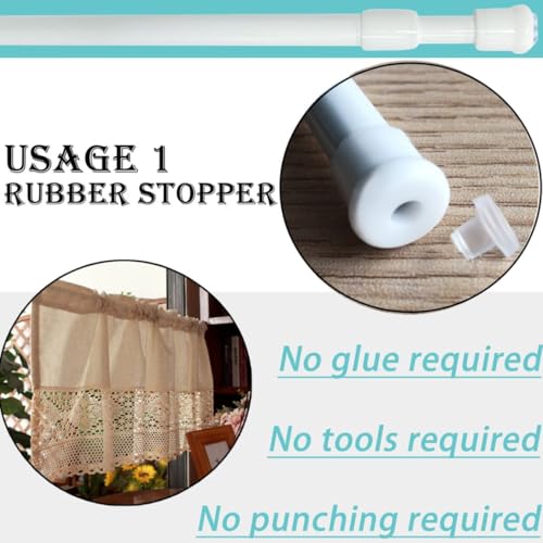 2 Pieces Clamping Rod for Curtains, Tension Rod, No Drilling, Curtain Rod Extendable Telescopic Rod for Clamping, for Curtains, Cabinets, DIY Shelf - White (58-85 cm)