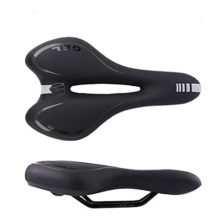 JUHALL Universal Bequem Fahhrad Sattel, Wasserdicht Gel Fahrradsattel mit Atmungsaktiv Design Leder Fahrradsitz Mountain Bike