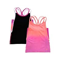 LittleMissMatched Strappy Back Tank 2-Pack (Solid & Ombre Colors) (Medium 8/10, Black Coral)