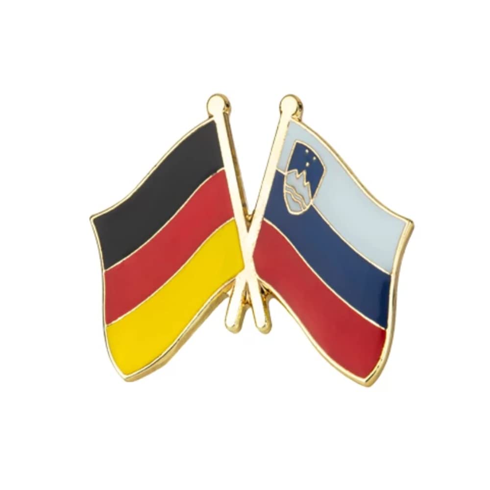 Germany & Slovenia Friendship EU Flags Metal Enamel Pin Badge – National Lapel Brooch 2.4 x 1.9 cm – Diplomatic Gift and European Partnership Symbol