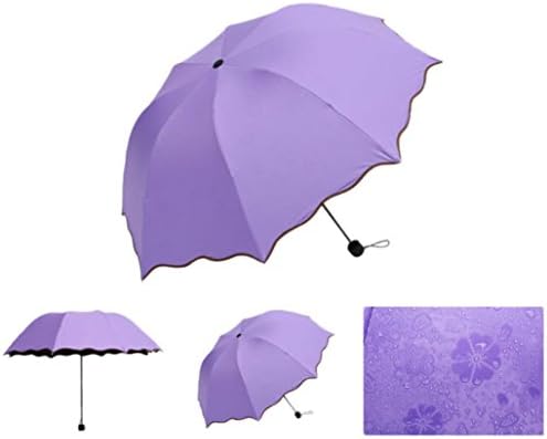OUBAO Princess Magic Flowers Sun/Rain Folding Umbrella (Purple)