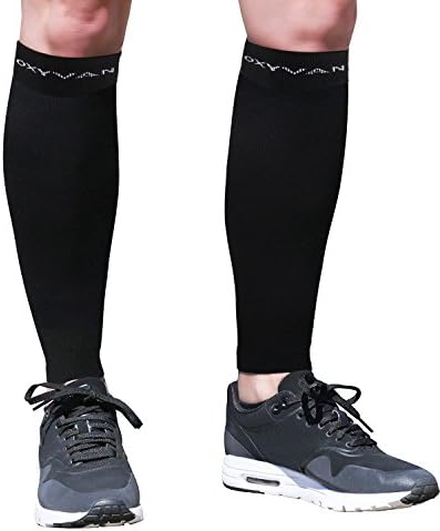 OXYVAN Calf Compression Sleeve (20-30 mmHg) Leg Support Unisex Socks for Men &amp; Women Shin Splints Pain Relief Recovery Sports Athletic Running Cycling Travel