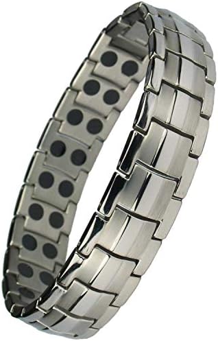 Hermes Titanium Magnetic Therapy Bracelet Silver Tone with Free Links Removal Tool