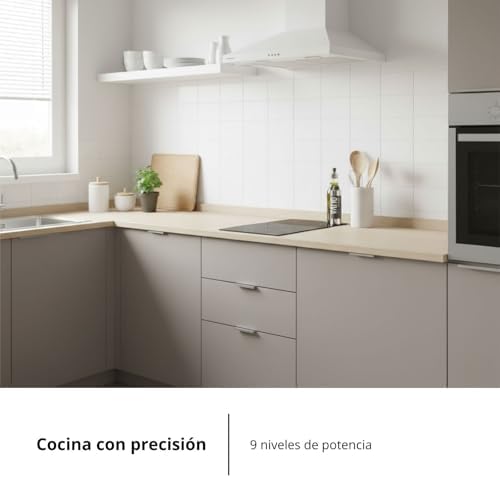 Corberó – Placa Vitrocerámica Domino 2 zonas | CCVGD25BF | 9 Niveles de Potencia | Control Táctil | Potencia 2900 W | Desconexión Automática | Bloqueo Infantil |Indicador Calor Residual |Negro