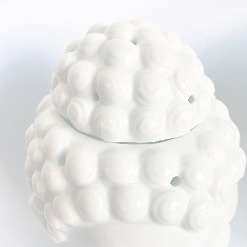 Moylor White Ceramic Buddha Head Essential Oil Burner and Tea Light Candle Holder for Amora, Spa, Yoga, Meditation, Zen